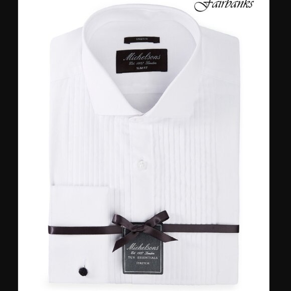 Michelson’s of London Other - Michaelson's of London Men's Slim-Fit Stretch Pleated Bib French Cuff Tux Shirt